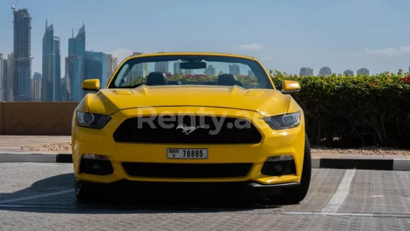Ford Mustang GT convert. (Yellow), 2017 for rent in Dubai