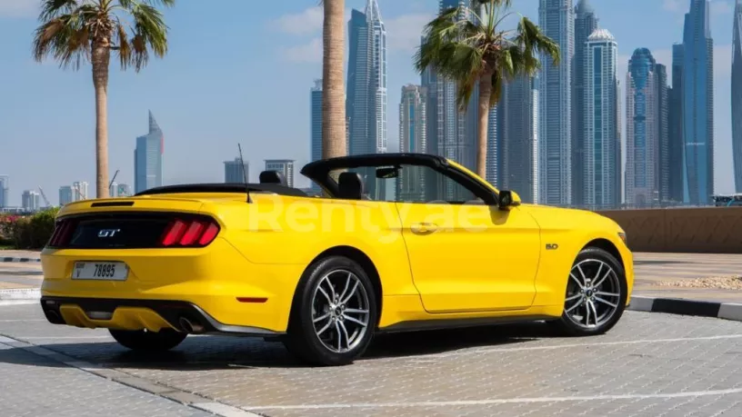 Ford Mustang GT convert. (Yellow), 2017 for rent in Dubai