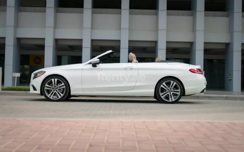 Mercedes C300 cabrio (White), 2021 for rent in Abu Dhabi
