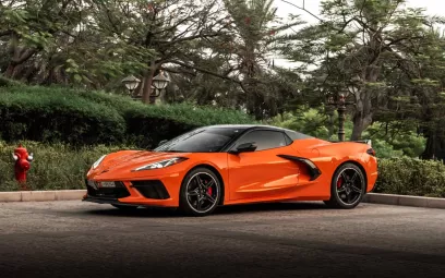 Chevrolet Corvette C8 Spyder (Orange), 2022 for rent in Abu Dhabi