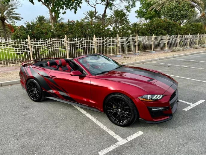 Ford Mustang Convertible (Red), 2021 for rent in Dubai