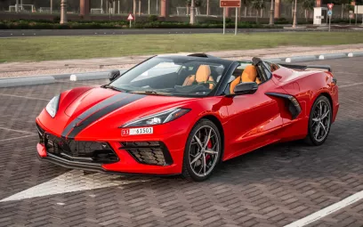 Chevrolet Corvette C8 Spyder (Red), 2023 for rent in Abu Dhabi