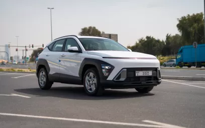 Hyundai Kona (White), 2024 for rent in Sharjah