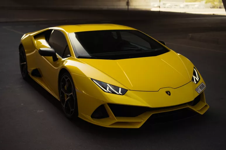 Lamborghini Evo coupe (Yellow), 2020 for rent in Abu Dhabi
