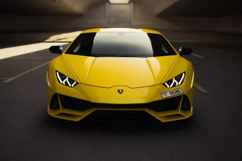Lamborghini Evo coupe (Yellow), 2020 for rent in Abu Dhabi