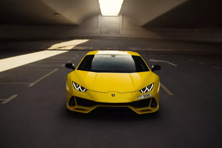 Lamborghini Evo coupe (Yellow), 2020 for rent in Abu Dhabi